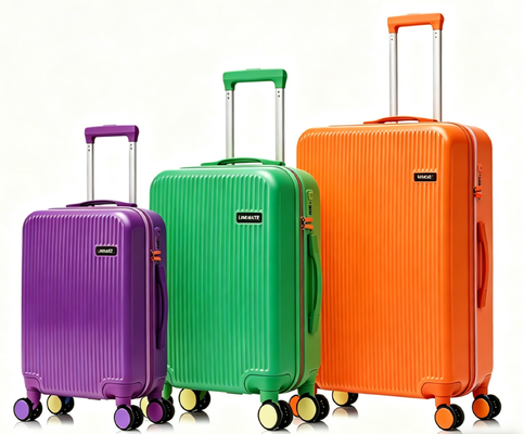 3 Pieces Hard Shell Luggage Set, Fresh Colorful Group , Suitcases With 360-Degree Smooth Double Wheels, Retractable Handle, 20 Inch Carry On