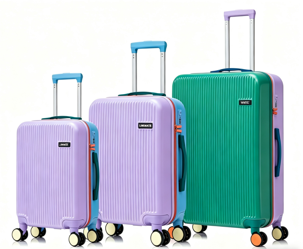 3 Pieces Hard Shell Luggage Set, Fresh Colorful Group , Suitcases With 360-Degree Smooth Double Wheels, Retractable Handle, 20 Inch Carry On